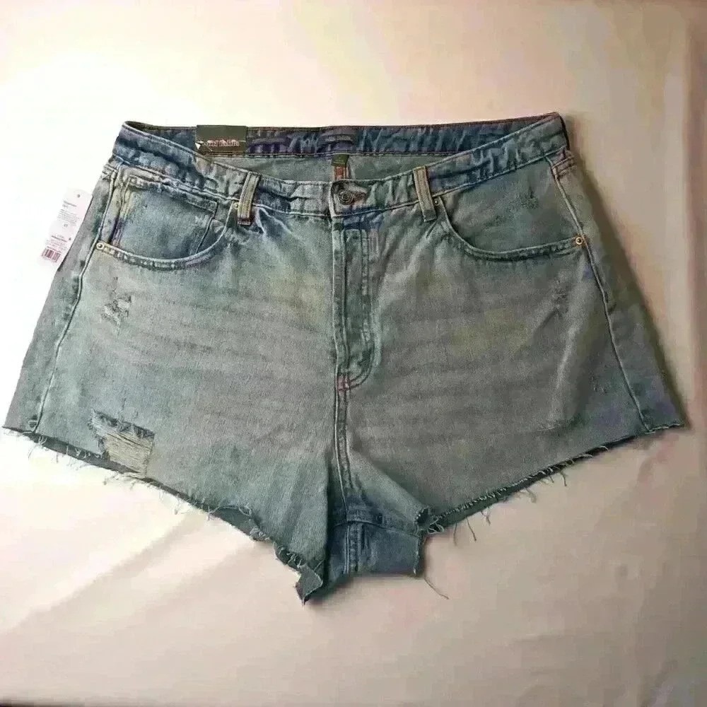 Wild Fable Womens Denim Shorts Blue 17 Super High Rise Cutoff Distressed NWT